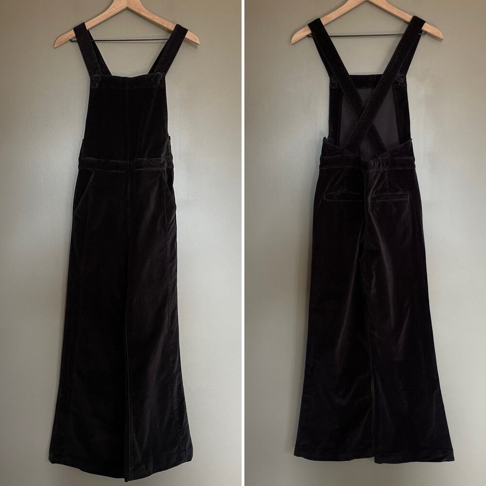 FRAME Le Velveteen Velvet Jumpsuit In Black Wide Leg Overalls Size XS Sexy Chic - Picture 5 of 16